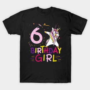 Funny Birthday Gift 6 year old Girl Dabbing Unicorn T-Shirt T-Shirt
